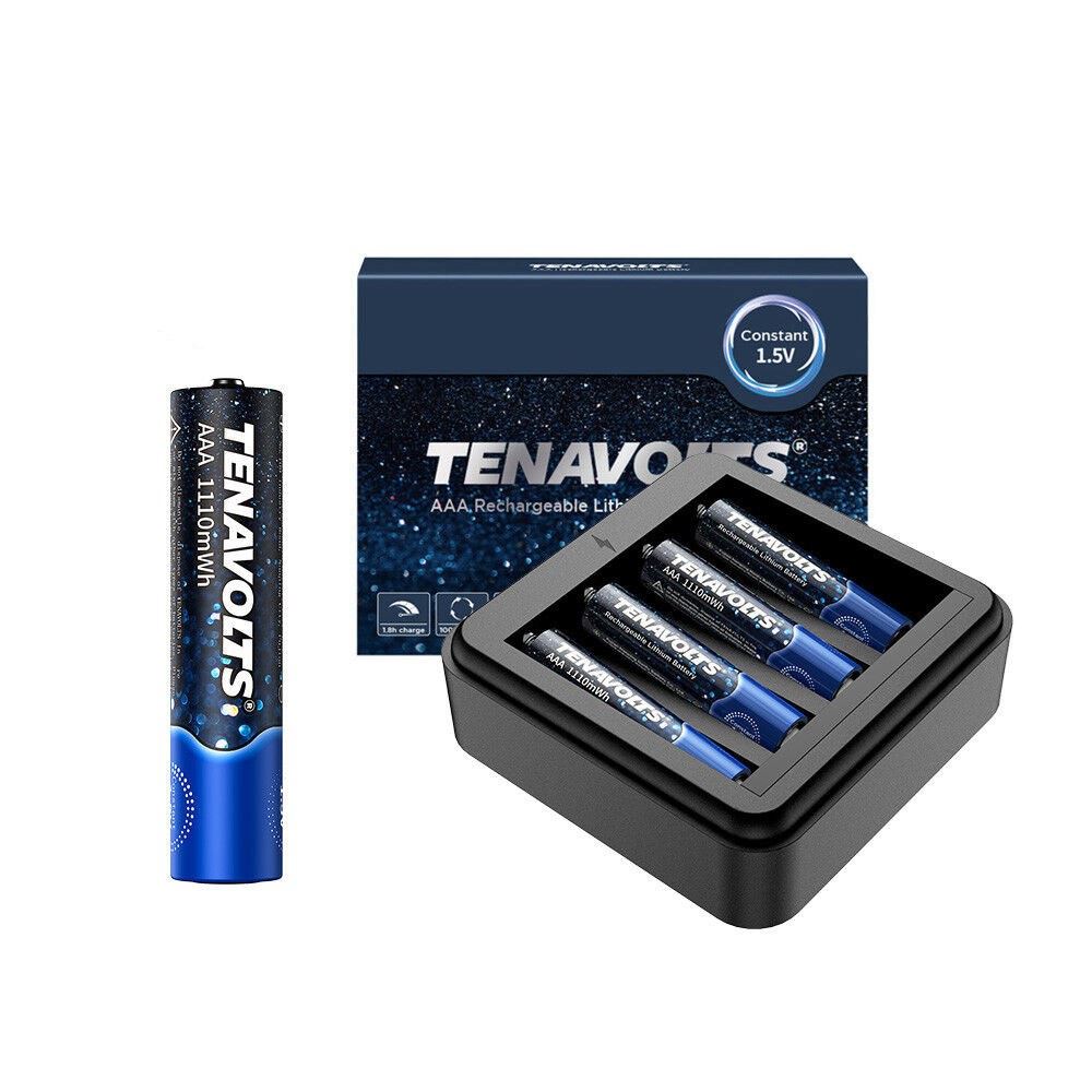 Комплект акумулятор літієвий TENAVOLTS AAA 740mAh 1.5V 4шт./уп з зарядним пристроєм