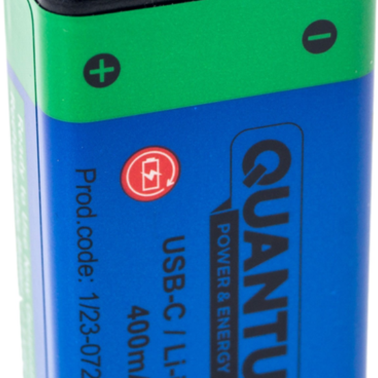 Акумулятор літій-іонний Quantum USB Li-ion Крона 9V, 400mAh blister+Type-C кабель,1шт/уп