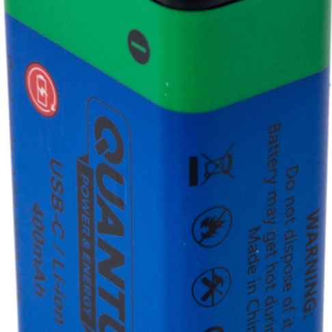 Акумулятор літій-іонний Quantum USB Li-ion Крона 9V, 400mAh blister+Type-C кабель,1шт/уп