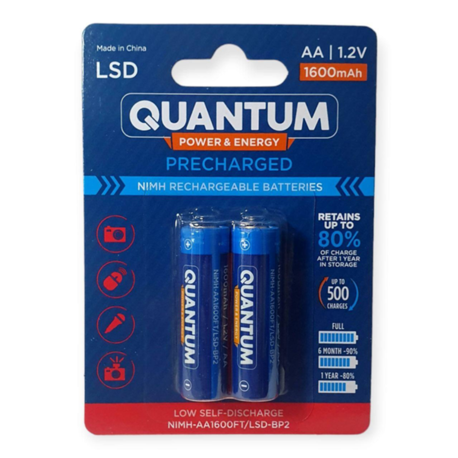 Акумулятор Ni-MH з низьким саморозрядом (LSD) Quantum 1600mAh AA FT, 2шт/уп blister