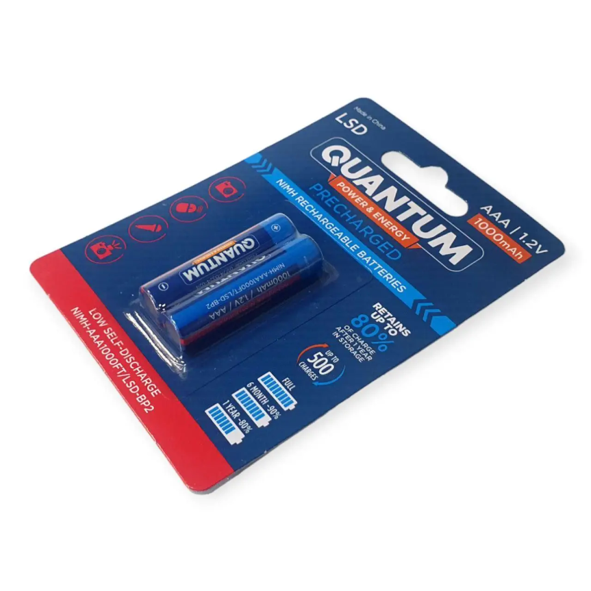 Акумулятор Ni-MH з низьким саморозрядом (LSD) Quantum 1000mAh AAA FT, 2шт/уп blister