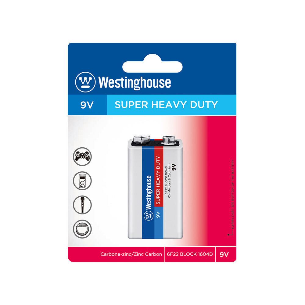 Сольова батарейка Westinghouse Super Heavy Duty 9V/6F22 Крона 1шт/уп blister