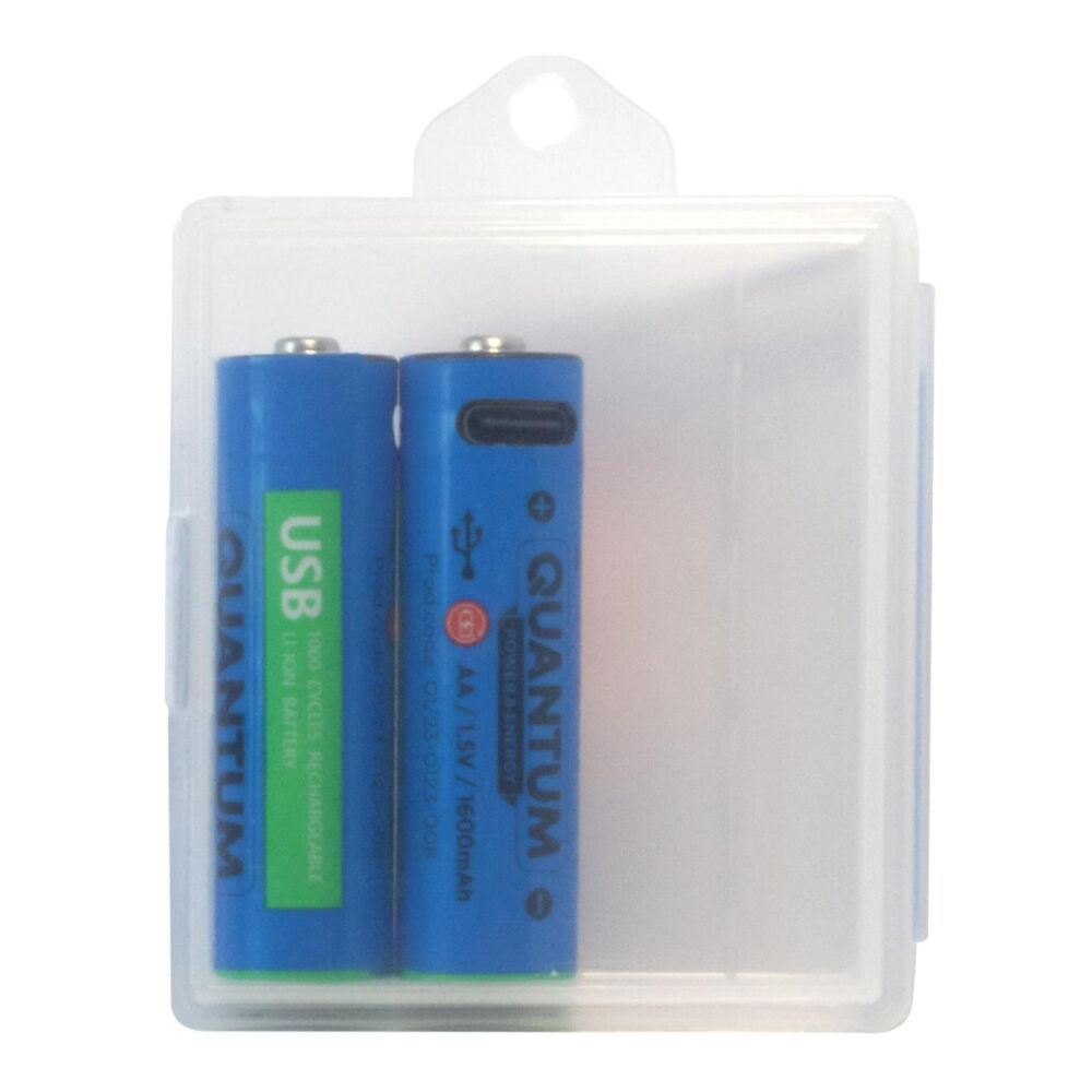 Акумулятор літій-іонний Quantum USB Li-ion AA 1.5V, 1600mAh plastic case, 2шт/уп