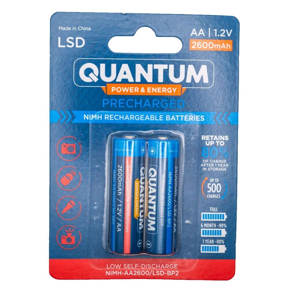 Акумулятор Ni-MH з низьким саморозрядом Quantum 2600mAh AA, 2шт/уп blister (012028)